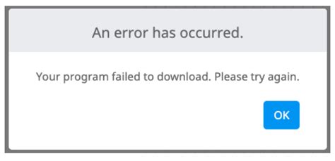 Choose the desired language. . Failed download error